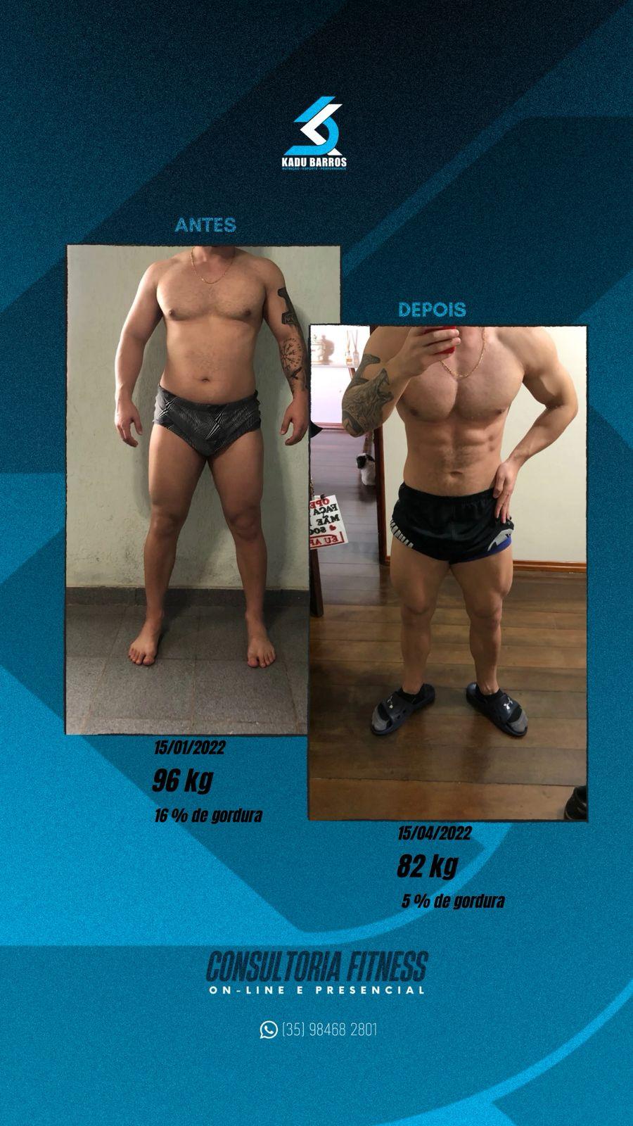 Hipertrofia muscular - Antes e Depois